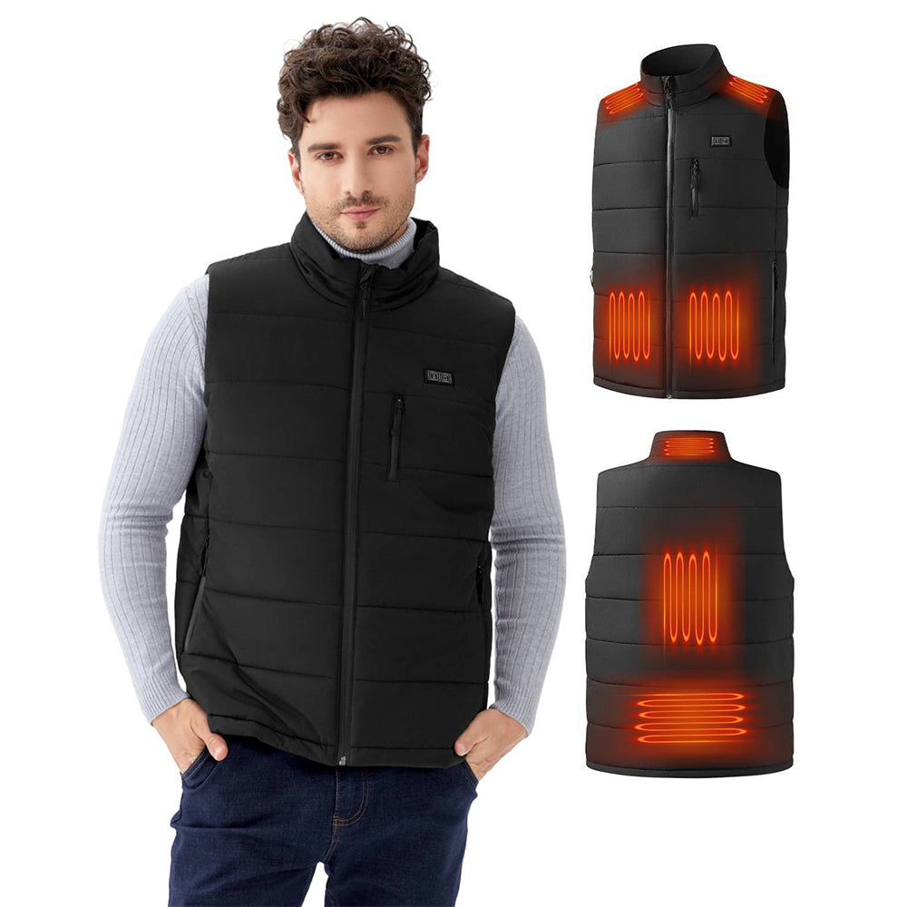 Auxo Men Heated Vest with 10000mAh Power Bank Included, 7 Heating Zones, Lightweight Electric Heating Vest
