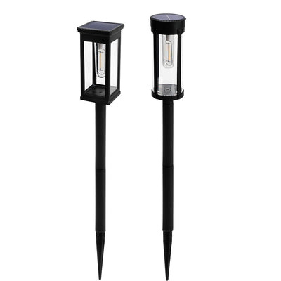 Elfeland 2PCS Solar Pathway Warm Lights Outdoor Waterproof Solar Powered Garden for Walkway Yard Backyard Landscape Lighting Decorative
