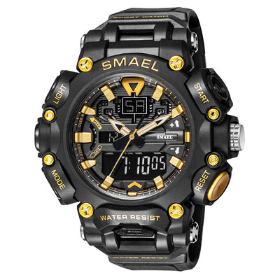 LinkMejor Men Sport Digital Dual Display Watch Multi-function LED Luminous Waterproof Date Week Alarm Wristwatch