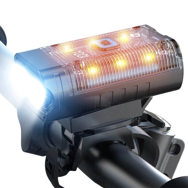 LinkMejor Bike Headlight 1200mAh Battery Dual Distance Beam Design Waterproof 4 Light Modes Type-C Fast Charge Power Display Bicycle Front Light Flashlight for Cycling