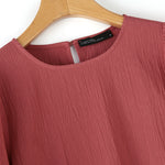 LinkMejor Women's Blouse Casual Lantern Sleeve Round Neck Shirt Plain Party Commute Pullover Tops