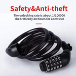 LinkMejor Bike Lock Steel Password Lock Five-digit Code Anti-theft 120CM Portable Safety Cable Lock for MTB Bike Electric Bike Scooter Motorcycle