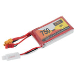 LinkMejor 7.4V 750mAh 95C 2S LiPo Battery XT30 JST Plug for RC Drone