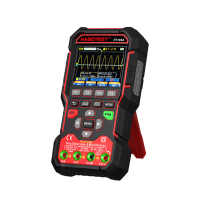 HT180A 3-In-1 Oscilloscope Multimeter Signal Generator Dual-Channel 3.2-Inch Color LCD 4000mAh Rechargeable Waveform Storage