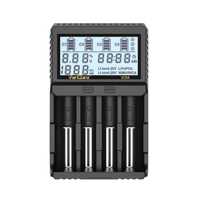VariCore VCR4 4-Slot Smart Battery Charger for 18650 21700 AA AAA Ni-MH Li-ion LCD Display Capacity Test Adjustable Current