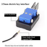 CW Morse Code Automatic Key Dual Paddle Cast Aluminum Base Carbon Fiber Parts Adjustable Gap Radio Transmitter 3.5mm Shortwave Radio Telegraph Training Key