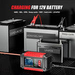 LinkMejor FTC-1206 Car Battery Charger Tester with Comprehensive Health Check Precise Test Range 4AH-200AH Pulse Repair Function User-Friendly LCD Screen Safe AC to DC Charging Protection