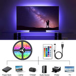 Elfeland RGB LED Strip Kit 5050 Bluetooth Remote Control 5V 30 LEDs/m Adhesive Flexible Cuttable Strip Lights IP20 for Home Decor 1m 2m 5m 10m