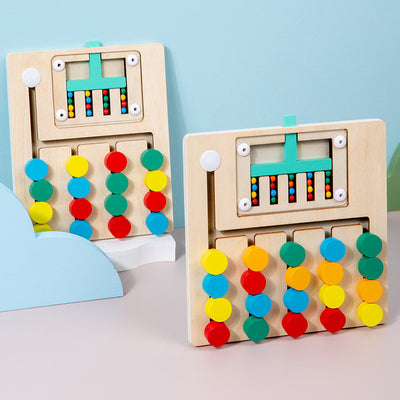 Montessori Cognitive Learning Toy for Kids Wooden Color Shape Toy Early Brain Stimulation Logical Enlightenment Hand-eye Coordination Thinking Educational Toy