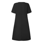 LinkMejor Elegant Style Women Summer Fashion V Neck Short Sleeve Sundress Casual Holiday Party Knee-length Dress