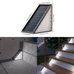 Elfeland 2Pcs Triangle Solar Step Lights Outdoors LED Decoration Lamps with Intelligent Light Control Waterproof Design for Stairs Pathway Garden Patio Easy Installation