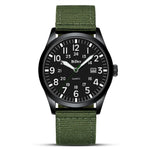 LinkMejor Simple Calendar Sports Waterproof Quartz Watch Comfortable Nylon Strap Luminous Pointer Men Watch with Alloy Case