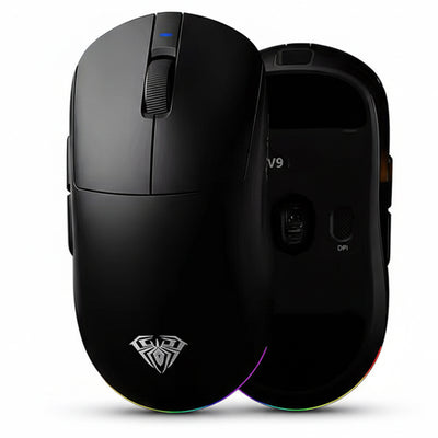 LinkMejor V9 Ultra Tri-mode Wireless Gaming Mouse with RGB Light Dual 8K Polling Rate PAW3950 Sensor 42000DPI 55g Lightweight Ergonomic Design Esports Gamer Mice