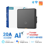LinkMejor 20A 4000W WiFi RF433 Smart Switch For Hot Water Heater AI Assistant Tuya Wall Switch Power Monitor Voice & APP Remote Control Work With Alexa Google Home