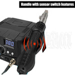 2-in-1 Hot Air and Soldering Iron Station Dual LCD Digital Display for Precision Temperature Control with Automatic Cooling ESD Safe