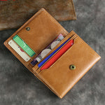 Ekphero Men's Genuine Leather Card Holder Retro Head Oil Wax Multi-card Bag RFID Blocking Credit Card Case Large Capacity ID Card Wallet Case Vintage Hasp Male Purse