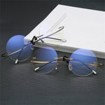 Vintage Round Rimless Reading Glasses UV protection Anti-blue light Presbyopia Eyeglasses with Case