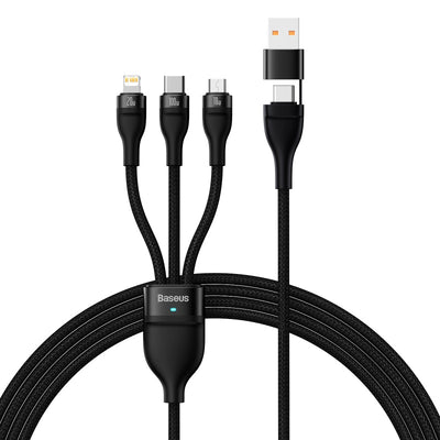 Baseus Flash Series II 100W USB-A/Type-C to Micro/iP/Type-C Cable PD QC Fast Charging Data Transmission Tinned Copper Core Line 1.2M Long for iPhone 15 14 13 for Samsung Galaxy S24 for Xiaomi Civi 4 Pro for Huawei Pura 7 Ultra