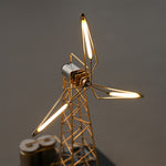 LinkMejor DIY Rotating Windmill Night Light Creative Desktop Ornament Decorative Table Lamp Handmade Metal Craft