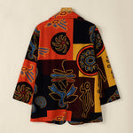 LinkMejor Womens Ethnic Prints Blazer Vacation Thin Suit Coat Retro Lapel Cotton Linen Printing Long Sleeve Blazer