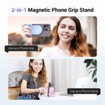 LinkMejor Snapgrip Magnetic Phone Grip Stand with bluetooth Remote 17 Heavy-Duty Magnets 5.1lbs MagSafes Tripod Mount 180°Rotation for iPhone 16 15 14 Vlog Selfie Video