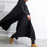 LinkMejor Autumn Winter New Men's Loose Black Coats Stylish Irregular Hooded Cloak FashionLong Sleeve Trench Outwear Jackets S-5XL