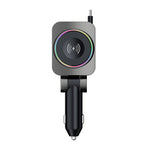 K38S Retractable Cord Watch Wireless Charger Ambient Lighting PD30W QC3.0 3.1A Car USB Multi-Port for Mobile Phone Fast Charge Car Plug QC Adapter
