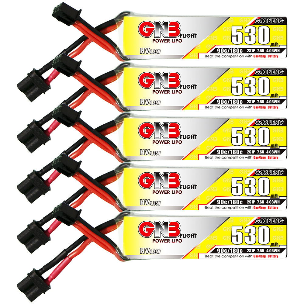 5Pcs LinkMejor GNB 7.6V 530mAh 90C 2S LiHV Lipo Battery XT30 Plug for Sub250 Nanofly20 iFlight CineBee Emax Tinyhawk II Mobula8 TinyGo CRUX3 FPV Racing Drone