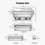 4PCS Warmounts 10L Stainless Steel Square Chafing Dishes for Buffet Chafing Dish Set for Home Parties Christmas Buffet Warmer Set