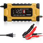 LinkMejor 12V 24V 10A Battery Charger with Intelligent Repair Screen Display for Cars and Motorcycles