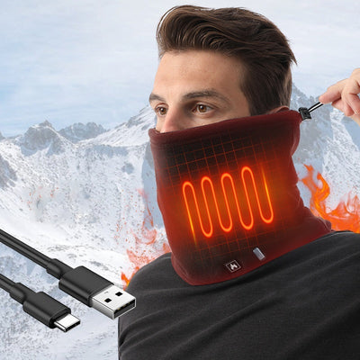 IPRee Polar Fleece Heated Neck Scarf with 3 Temperature Settings Type-C Charging Electric Neck Warmer Thermal Neck Gaiter for Outdoor Winter Sports Cold Weather Gear
