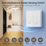 LinkMejor Tuya Smart Zigbe 10G Motion Sensor Radar Switch Single Live Wire/Neutral Live Wire APP Remote Control Human Motion Detection Alarm No Required Voice Control