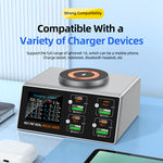 Bakeey WLX-X9S 140W 8-Port USB PD Charger 4USB-A+4USB-C PD QC3.0 Fast Wireless Charging Desktop Charging Station Support Digital Display EU Plug US Plug for iPhone 16 16 Pro 15 14 13 Pro Max for Xiaomi 15 Ultra for Samsung Galaxy S25 Ultra