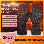 5-Finger Winter Motorcycle Gloves 3 Gears Temperature Adjustment Full Palm Leather Touchscreen Heating with 5000mAh Battery