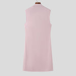 LinkMejor Mens Solid Color Split Design Sleeveless T-Shirt Fashion Half Turtleneck Top for Male