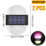 2 Pack Outdoor Solar Lights Fan-shape Waterproof Motion Sensor Fence Light for Garden, Yard, Stairs, Pathway & Courtyard Ambient Lighting