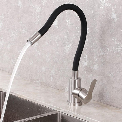 360° Rotatable 304 Stainless Steel Kitchen Silicone Tube Faucet Hot And Cold Brushed Universal Rotatable Vegetable Sink Faucet