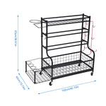 Carbon Steel 3 Tier Storage Rack Black Powder Coated Surface 102x93x40cm Heavy Duty Shelving Unit for Home Kitchen Office Garage Organization