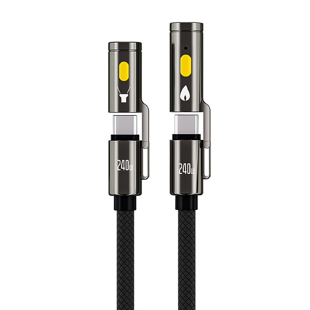 BlitzWolf® BW-HDC9 4-in-1 240W Fast Charging Outdoor Lighting Cigarete Lighter 1.2M 2M Nylon Braid 480Mbps Data Cable