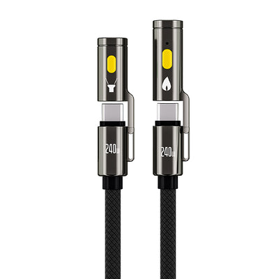 BlitzWolf® BW-HDC9 4-in-1 240W Fast Charging Outdoor Lighting Cigarete Lighter 1.2M 2M Nylon Braid 480Mbps Data Cable