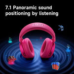 LinkMejor X9 Gaming Headset bluetooth Headphone 53mm Large Drivers 7.1 FPS Surround Sound 2000mAh Battery 15ms Low Delay Soft Protein Leather Earmuffs 2.4G Wireless Headphones with External Noise Cancelling Microphone
