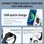 5 in 1 Wireless Fast Charger Phone Holder With Alarm Clock Time For iPhone 16 15 14 13 12 Pro Max Apple Watch 10 9 8 7 6 AirPods Pro 15W Fast Charging