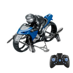 Land Air Four-Axis 2.4G RC Motorcycle Aircraft Model Flying Motorbike Ground and Air Drone 360° Stunts for Kids
