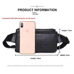 Ekphero Men Genuine Leather Waist Bag Large Capacity Three-layer Zipper Single Shoulder Bag Multifunctional Mini Chest Bag