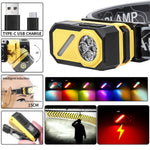 LinkMejor Multi-Source Sensor Headlamp, Portable Running Light With Cap Clip Magnet, Rgb Ambient Light, Digital Display Headlamp For Fishing Camping Hiking,Running
