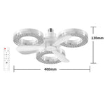 Elfeland 3/4-Head E27 LED Crystal-Inspired Ceiling Fan Light 3 Color Temperature 2/4H Timer 3 Levels Speed Adjustable Fan Lamp Remote Control for Indoor Rooms