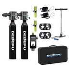 [US Direct] DEDEPU S3000-C 2×0.5L Diving Gear for Diver Mini Scuba Tank Oxygen Cylinder for Underwater Diving Breathe Training, Snorkeling Tank Manual Pump Device Adapter Diving Glasses Hand Bag Diving Storage Bag