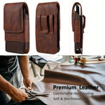 6.1/6.5/6.9 Inch Universal Leather Men's Waist Bag Magnetic Closure Fixed Strap Mobile Phone Belt Clip Case