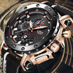 LinkMejor Men's Luxurious Fashion Quartz Watch Calendar Multifunction Waterproof Watch Chronograph Sport Wristwatch