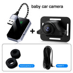 Car Baby Camera for Child Monitoring 1080P Night Vision HD with 2 in 1 Wireless CarPlay Android Auto Adapter